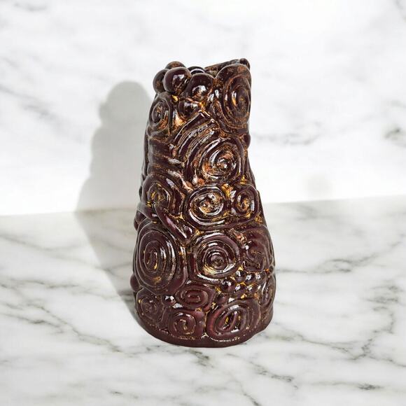 Signed Rustic Swirl Coiled Free Form Design Brown & Gold Pottery Vase - Picture 1 of 11